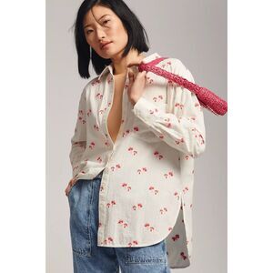 Anthropologie The Bennet Buttondown Shirt: Printed Edition Mushrooms Small NEW